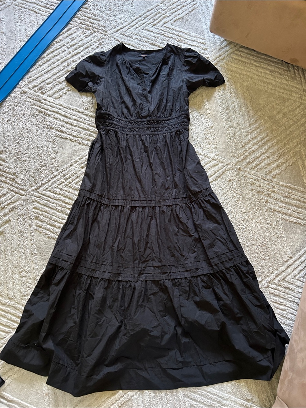 Quince organic cotton Classic Black Tiered Maxi Dress - Women